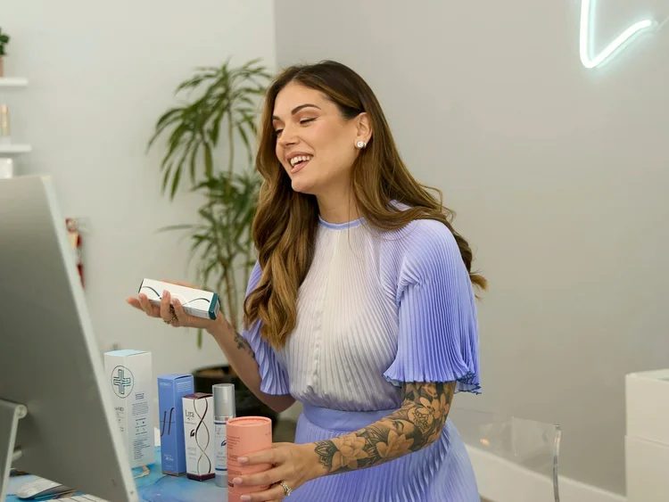 Esthetician on a virtual call